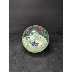 Art Glass Angelfish Paperweight Blue‎ Orange, Controlled Bubbles, Sea Life Decor